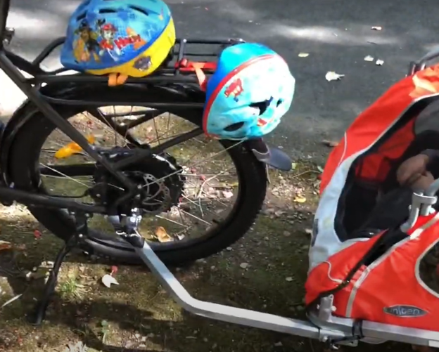 This is it. You just attached a kid trailer with an e-bike.